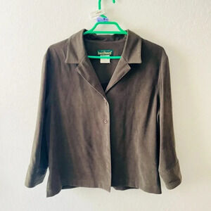 Vintage Harve Benard Olive Green Suede Button up